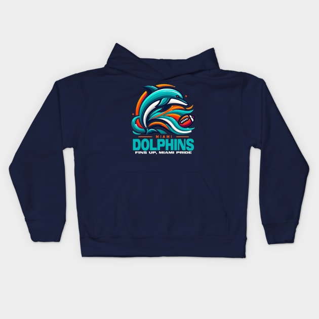 miami dolphins Kids Hoodie by AOAOCreation